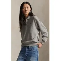 Ralph Lauren pour femme. 211965097004 Jersey type polo en molleton léger gris (XL), Casuel, Coton, Manche longue
