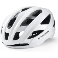 RockBros Casque de vélo , casque de vélo intégré avec structure renforcée, casque de course ultraléger antimicrobien avec système de ventilation, taille 58-62 cm, couleur blanche