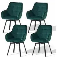 CLIPOP Lot de 2 chaises de salle à manger , chaises de salle à manger pivotantes avec accoudoirs, fauteuils rembourrés en velours pour la salle à manger et la cuisine, vert