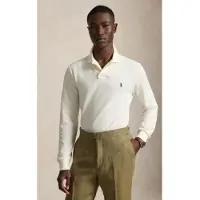 Ralph Lauren pour homme. 710680790137 Polo en piqué Custom Slim Fit blanc cassé (S), Casuel, Coton, Manche longue