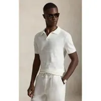 Ralph Lauren pour homme. 710B13891006 Pull en coton et lin texturé blanc (M), Casuel, Manche courte