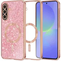Techsuit - Luxury Glitter MagSafe - Samsung Galaxy A36 5G / A56 5G - Rose Gold (Samsung Galaxy A56 5G), Coque pour téléphone portable, Or, Pink