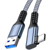INF Câble USB 3.2 vers Type-C — 10Gbps, Charge Rapide 60W (3A), Angle Droit 90°, Tressé Haute Densité 5 m