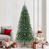 vidaXL Style élégant Arbre de Noël artificiel avec 300 LEDs Vert 210 cm PE et PVC - Arbres de Noël artificiels Hommie9059456 2parcel