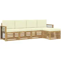 vidaXL Ensemble de canapés d'extérieur , 5 pièces, blanc et crème, 249 x 122,5 x 73 cm