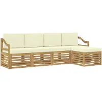 vidaXL Ensemble de canapés d'extérieur , 5 pièces, blanc et crème, 245 x 122,5 x 73 cm