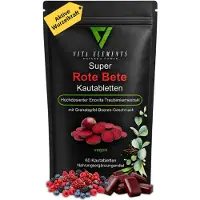 IK-Handelsgruppe Vita Elements, comprimés à croquer à la betterave rouge, 60 pièces – 500 mg de betterave rouge, extrait de pépins de raisin, complément alimentaire végétalien