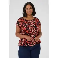 KAFFE CURVE Chemisier 'KCAmi' abricot / grenadine / noir