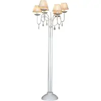 Casa Padrino Lampadaire baroque avec cristaux de verre, Blanc, Lampadaire à 6 flammes Hauteur : 157 cm, diamètre 58 cm - floor lamp