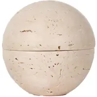 Typecat Brûleur D'Encens en Forme de Sphère en Travertin Beige, Pierre de Marbre Naturelle, Décoration D'Intérieur, Ornement Rond Religieux A