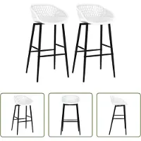 The Living Store Tabouret de bar 2 pcs. Couleur blanche