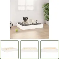 The Living Store Lit pour chien blanc 61,5 x 49 x 9 cm en bois de pin massif