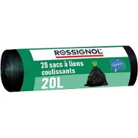 Rossignol Sacs Poubelle 20l Lien Coulissant Lien Coulissant Pratique, 20l, Noir, Robustes -