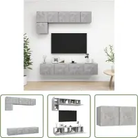The Living Store Ensemble de 5 meubles TV en bois gris béton