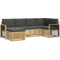 vidaXL Ensemble de canapés d'extérieur , 6 pièces, blanc et anthracite, polyester