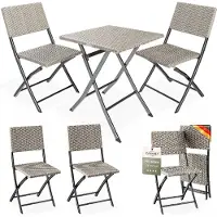 Casaria Ensemble de jardin en polyrotin, 3 pièces, couleur crème