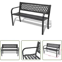 The Living Store Banc de jardin 118 cm acier noir