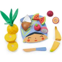 Ginza.se Jouet d'imitation - - Planche à découper Fruits tropicaux - 16 pièces - Bois - 24 mois+