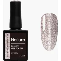 Nailura - Gel Polish 353 - Graphite Silver Sparkle - 10 ml (Paillettes argent graphite)