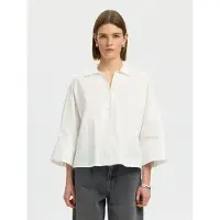 Selected Emilia Oversize 3/4 Sleeve Shirt Blanc 40 Femme