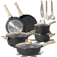 Just perfecto JL-789 : ensemble de 15 pièces de batterie de cuisine en granit - Noir