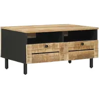 vidaXL Table basse marron et noire 80 x 54 x 40 cm en bois massif de manguier