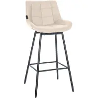 CLP Tabouret de bar Weston, pivotant à 180°, avec dossier rembourré, structure métallique | Couleur : crème | Matériau : similicuir