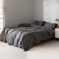 Happy Fiday Home Basic Housse de couette Gris foncé 200 x 220 cm 100% coton Fabriqué en Europe
