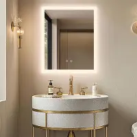 LUVODI Miroir de salle de bain WISFOR avec éclairage anti-buée 40 × 50 cm, miroir de salle de bain LED, miroir lumineux, miroir mural avec interrupteur tactile, intensité réglable