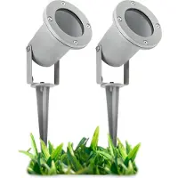 SSC-LUXon 2 pièces lampes de jardin avec courant en gris IP65 avec câble 1,8m fiche Schuko - Spot projecteur de jardin GU10 pour extérieur IP65