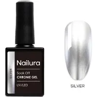 Nailura - Chrome Base Silver Gel - Silver - 10 ml (Argent, Base coat)