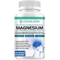Coolkin Magnésium L-Thréonate, Bisglycinate, Malate 3 in 1 Complex 1502 mg (120 gélules) Complément alimentaire, coeur, muscles, sommeil, os, articulations