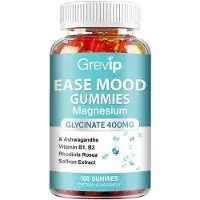 Grevip Bonbons Ease Mood - Glycinate de magnésium (100 bonbons) Complément alimentaire, Humeur, Relaxation, Sommeil, Maux de tête, Stress, Anxiété