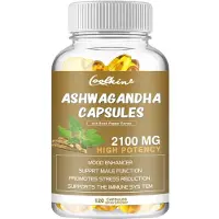 Coolkin Ashwagandha 2100mg (120 gélules) Complément alimentaire, cerveau, mémoire, anxiété, stress, humeur, santé du cerveau, système immunitaire, énergie