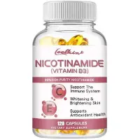 Coolkin Nicotinamide Vitamine B3 + Vitamine C, E (120 gélules) Complément alimentaire, peau, antioxydant, santé de la peau, système immunitaire, éclaircissement de la peau