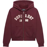 Superdry Veste de survêtement 'ATH ESS' rouge foncé / blanc cassé