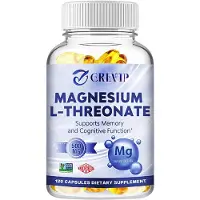 Grevip Magnésium L-Thréonate 500 mg (120 gélules) Complément alimentaire, Stimulant cérébral, Fonction cognitive, Mémoire
