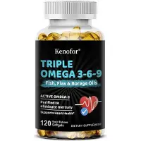 Kenofor Triple Omega 3-6-9 (120 capsules) cur, cerveau, os, santé cardiaque, système immunitaire, yeux, système nerveux
