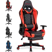 FOXSPORT Chaise de jeu ergonomique Chaise de bureau réglable en hauteur Chaise d'ordinateur pour adultes filles garçons Fauteuil de direction pivotant rouge