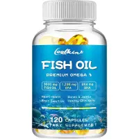 Coolkin Fish Oil Premium Omega 3 3600mg + EPA & DHA (120 capsules) complément alimentaire, cerveau, mémoire, concentration, os, articulations, système immunitaire