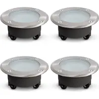 SSC-LUXon : lot de 4 spots encastrés au sol VISKOS avec verre transparent et opale, plats, IP67, résistants au passage – spots de sol ronds GX53 (ampoules non incluses)