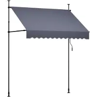 SucceBuy Store à fixation par pince 2 m, store réglable en hauteur avec manivelle, protection solaire UPF 80+ pour terrasse, balcon et jardin, gris foncé