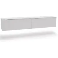 KOBI Meuble TV NICOLE : meuble suspendu et sur pied, sans poignées, 160 cm, blanc