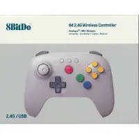 8Bitdo Manette sans fil 64 2,4G pour console Nintendo 64 originale, avec joystick analogique 3D et compatible Windows (gris)
