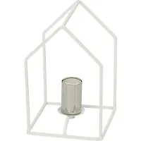 Brilliant Lampe de table Home, blanc et argent, max. 60 W, culot E27, sans ampoule, avec interrupteur