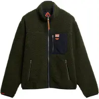 Superdry pour homme. M2014141A Polaire Vintage Retro Full verte (XL), Casuel, Polyester