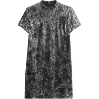Superdry pour femme. W8012021A Robe à paillettes argentées (S), Fête, Polyester, Manche courte