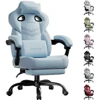 LUCKRACER Chaise de jeu, chaise de bureau avec accoudoirs reliés, coussin en mousse à mémoire, angle d'inclinaison de 90-155° et repose-pieds, tissu fonctionnel résistant
