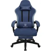 LUCKRACER Chaise de jeu avec repose-pieds Chaise de bureau ergonomique avec coussin lombaire réglable, coussin de tête Gaming Chair, réglable en hauteur bleu