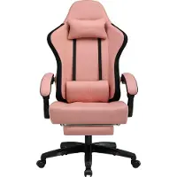 LUCKRACER Chaise de jeu avec repose-pieds Chaise de bureau ergonomique avec coussin lombaire réglable, coussin de tête Gaming Chair, réglable en hauteur Orange